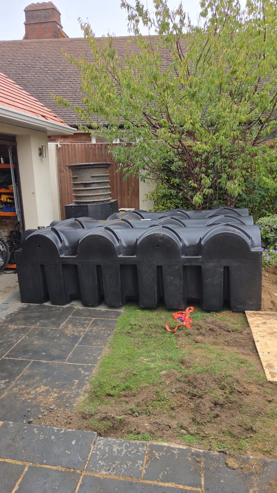 Residential garden in Chislehurst before rainwater harvesting and landscaping works