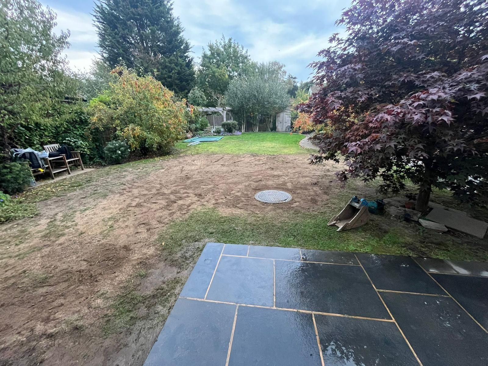 Completed underground drainage chamber with access cover, Chislehurst