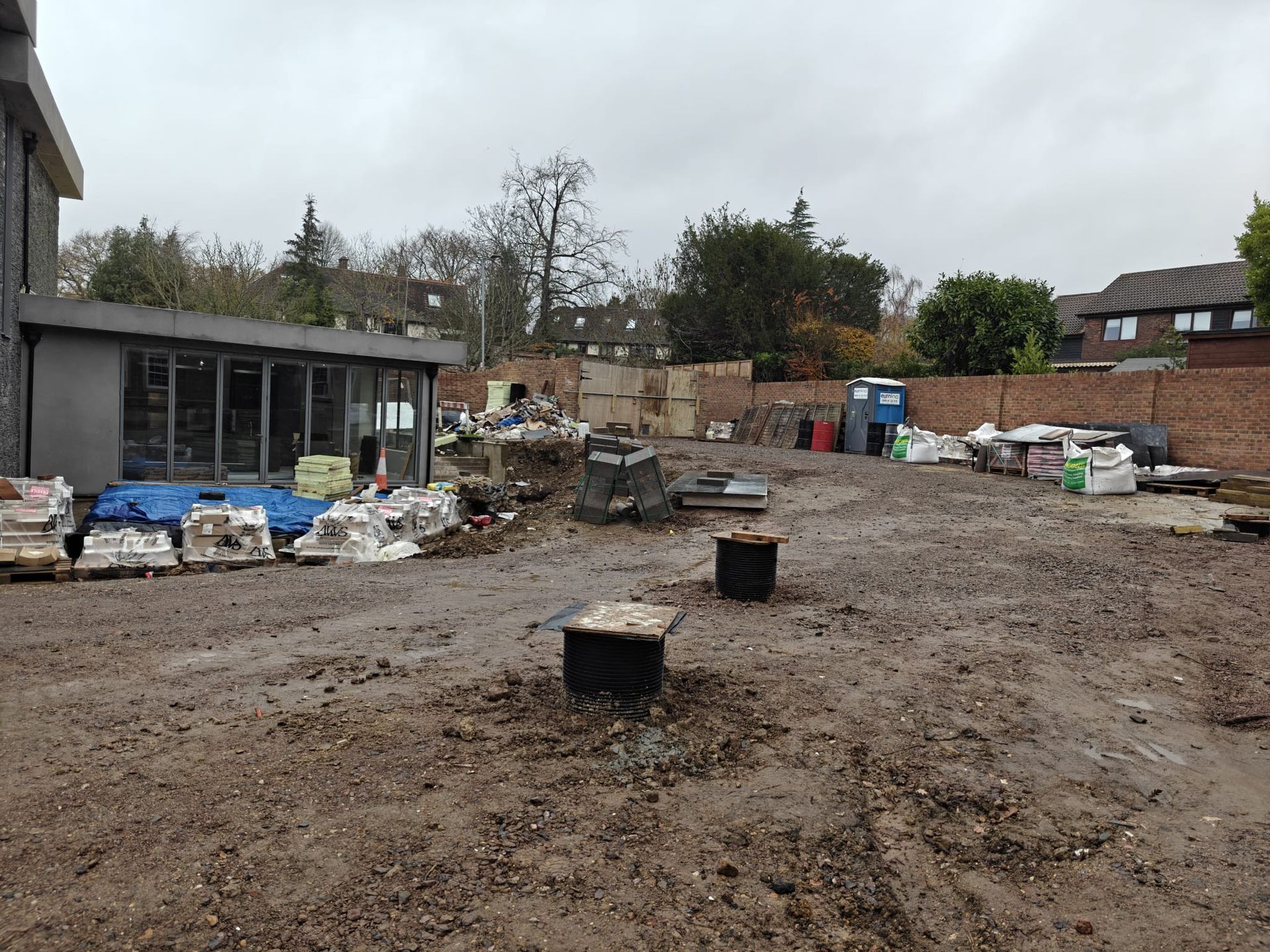 Groundworks and excavation during construction at Sylvanias Cottages, New Malden