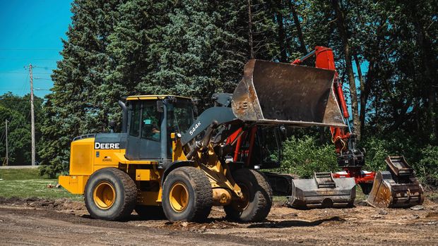 Ashwill Companies' John Deere 544k loader is working at the Dassel-Cokato High School in Cokato, MN