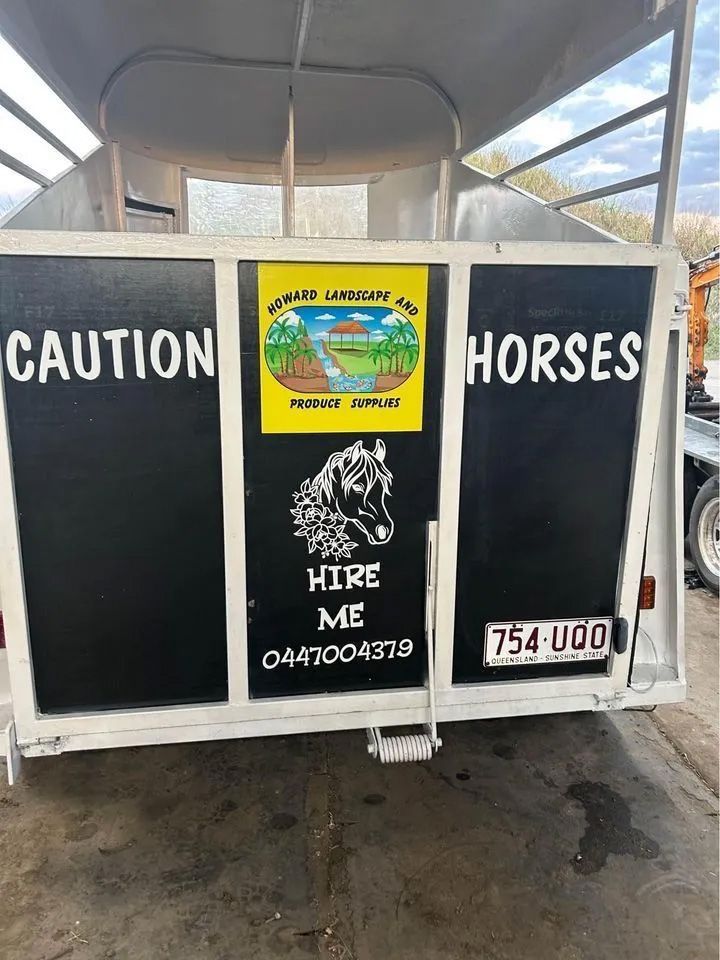 A Trailer That Says Caution Horses — Howard Landscape and Produce Supplies in Hervey Bay, QLD