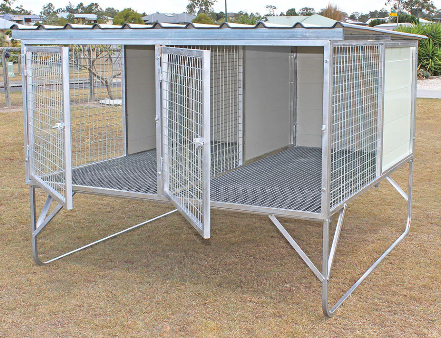 Raised Dog Kennel - 2 Bay