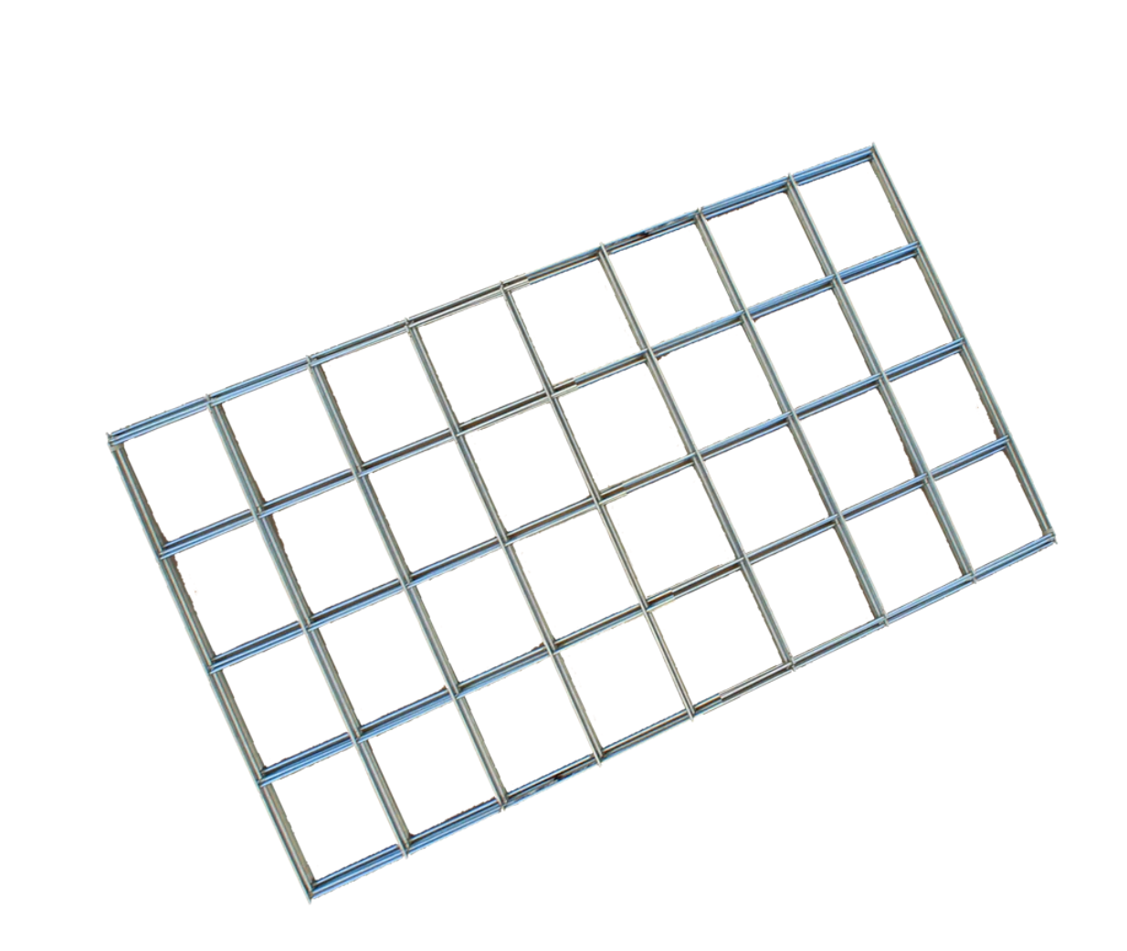 A metal grid with squares on a white background