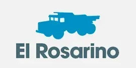 Logotipo de camión azul con el texto “El Rosario”