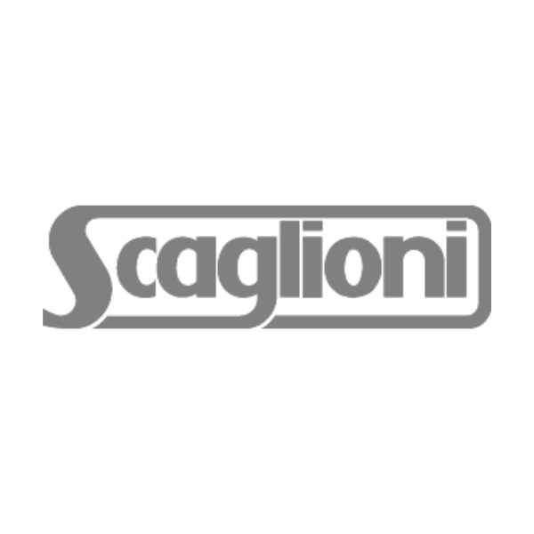 Un logo in bianco e nero per scaglioni su sfondo bianco.
