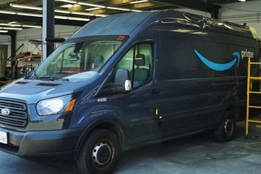 Fleet services - Prime delivery van being repaired.