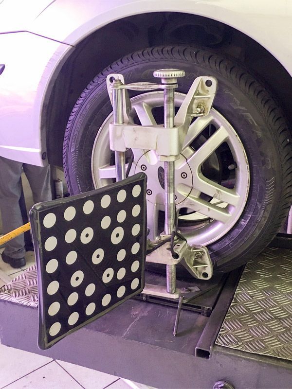 ADAS Alignment on a rear wheel of a car.