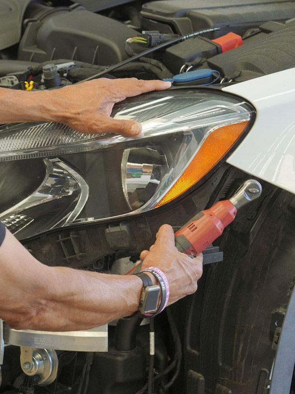 Headlight replacement after a front-end collision.
