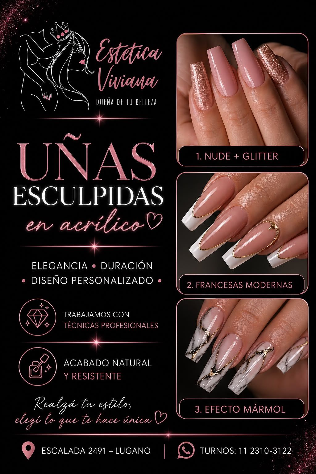 Uñas esculpidas - Estética Viviana