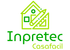 Logotipo verde de Inpretec Casafácil con un icono de una casa y herramientas de dibujo.