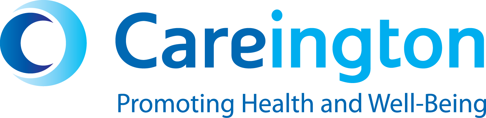 Careington logo with a blue crescent graphic and tagline 