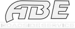 A black and white logo for abe roadside service