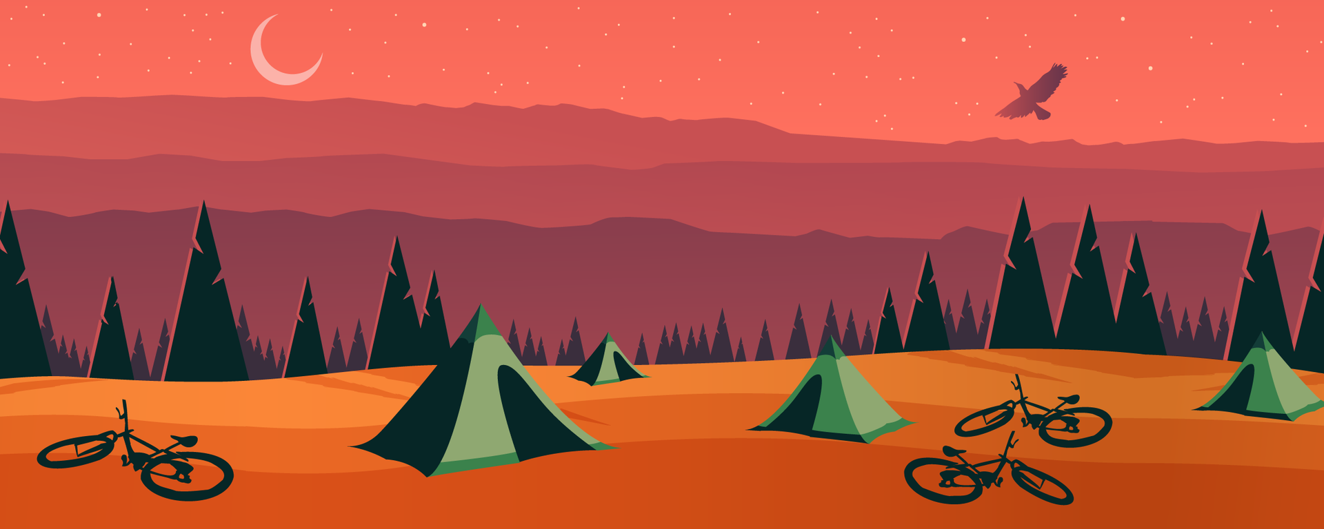 Kingdom Bike Fest 2026 illustrated cover art with camping tents and mountain bikes at The Wildflower Inn