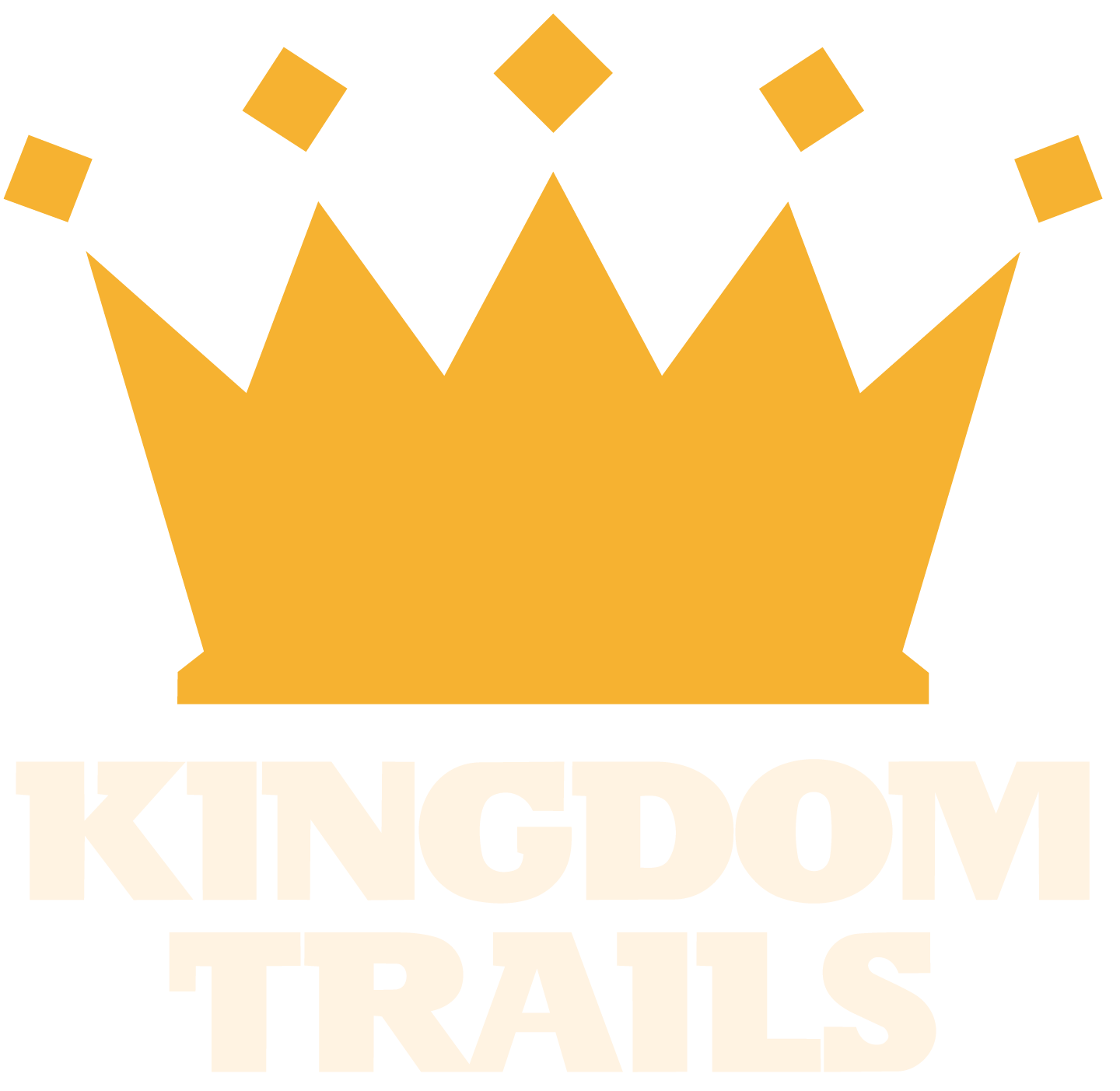 Gold crown logo with the words “KINGDOM TRAILS” beneath it