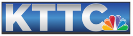 KTTC television station logo, featuring large metallic silver letters on a blue rectangular background with the NBC peacock.