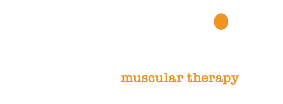 Orange “muscular therapy” text logo with a small orange dot above it on a white background