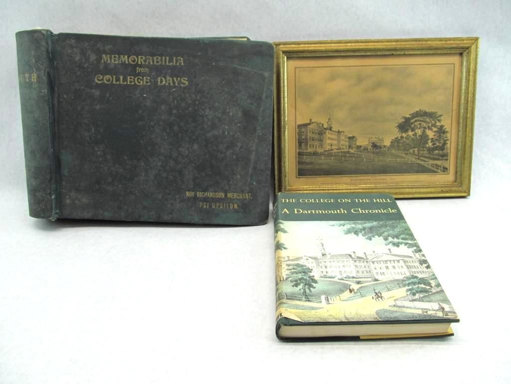 Three antique items: a book titled