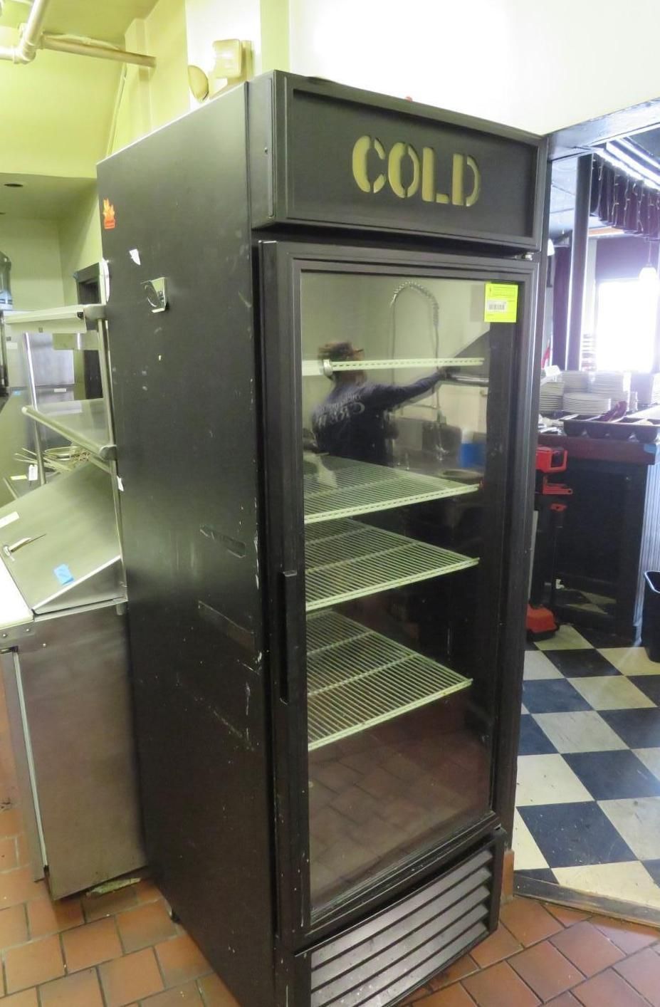 Black commercial refrigerator with