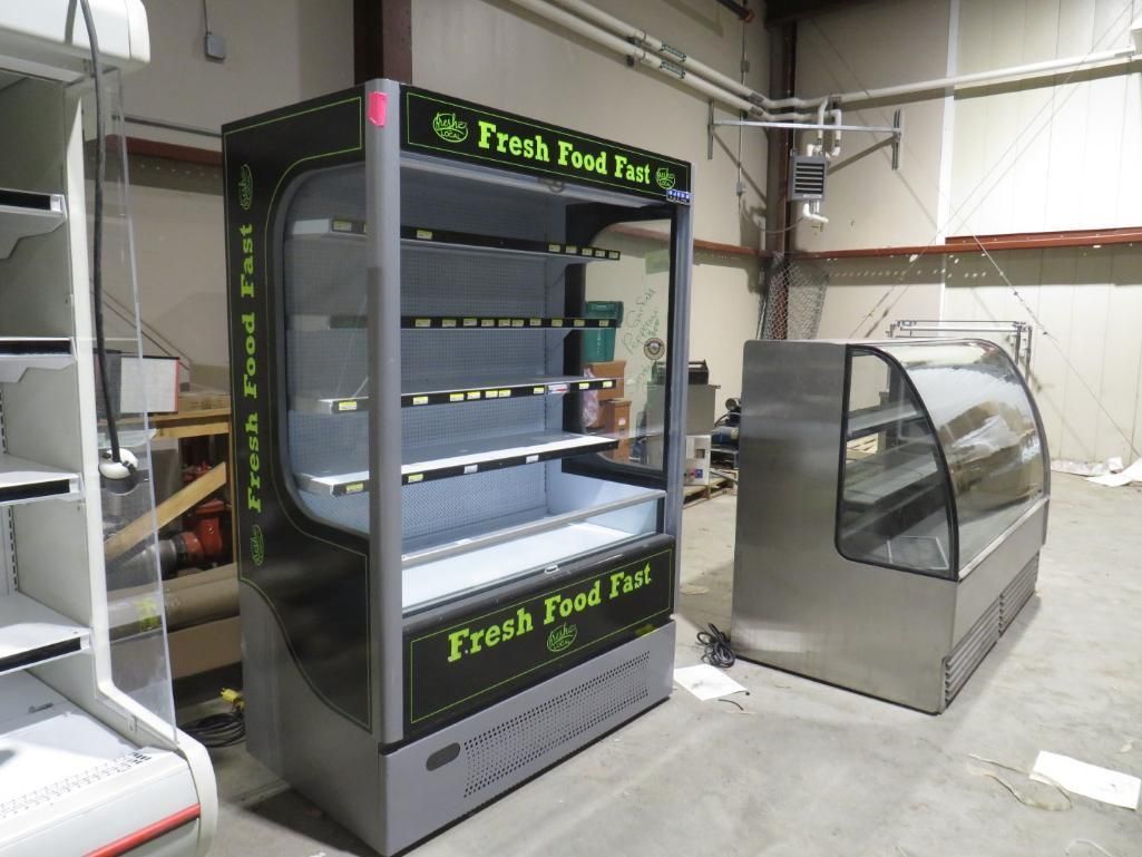 A commercial refrigerated display case with