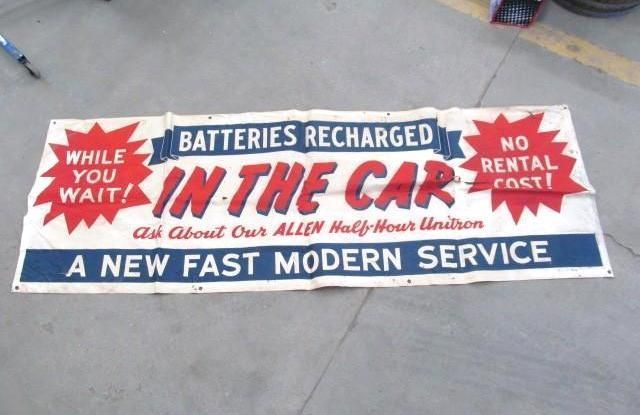 Banner advertising car battery recharging,