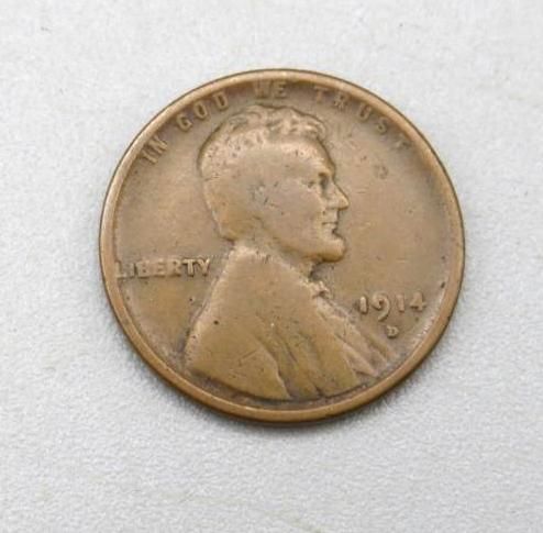 1914 copper penny with Abraham Lincoln profile,