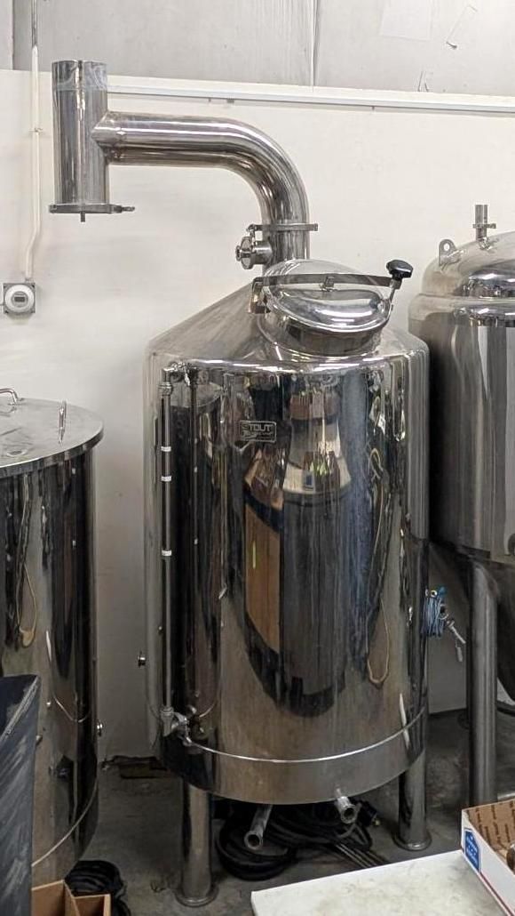 Polished stainless steel industrial tank