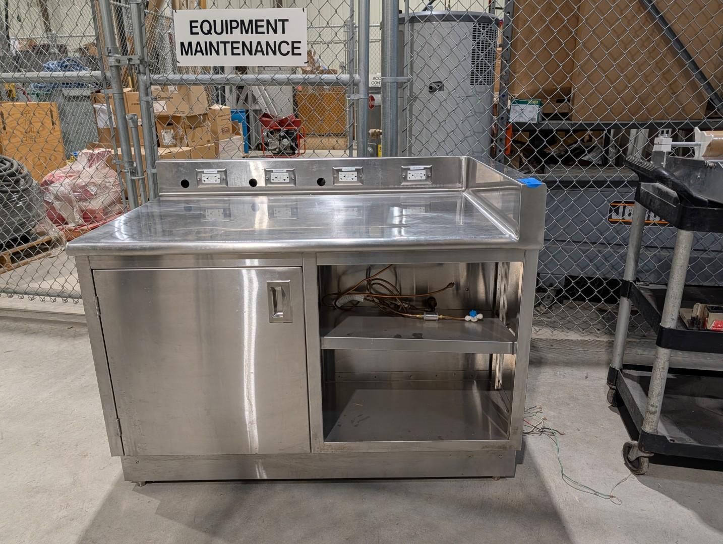 Stainless steel commercial sink and cabinet