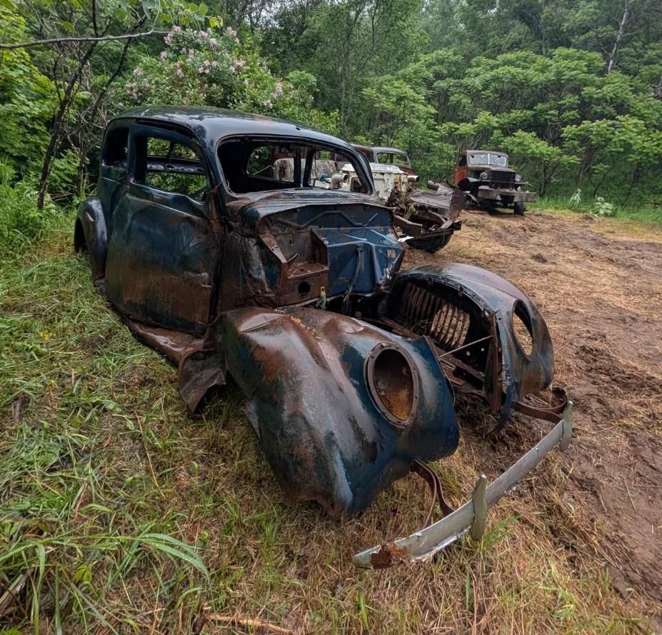 vintage car body missing hood