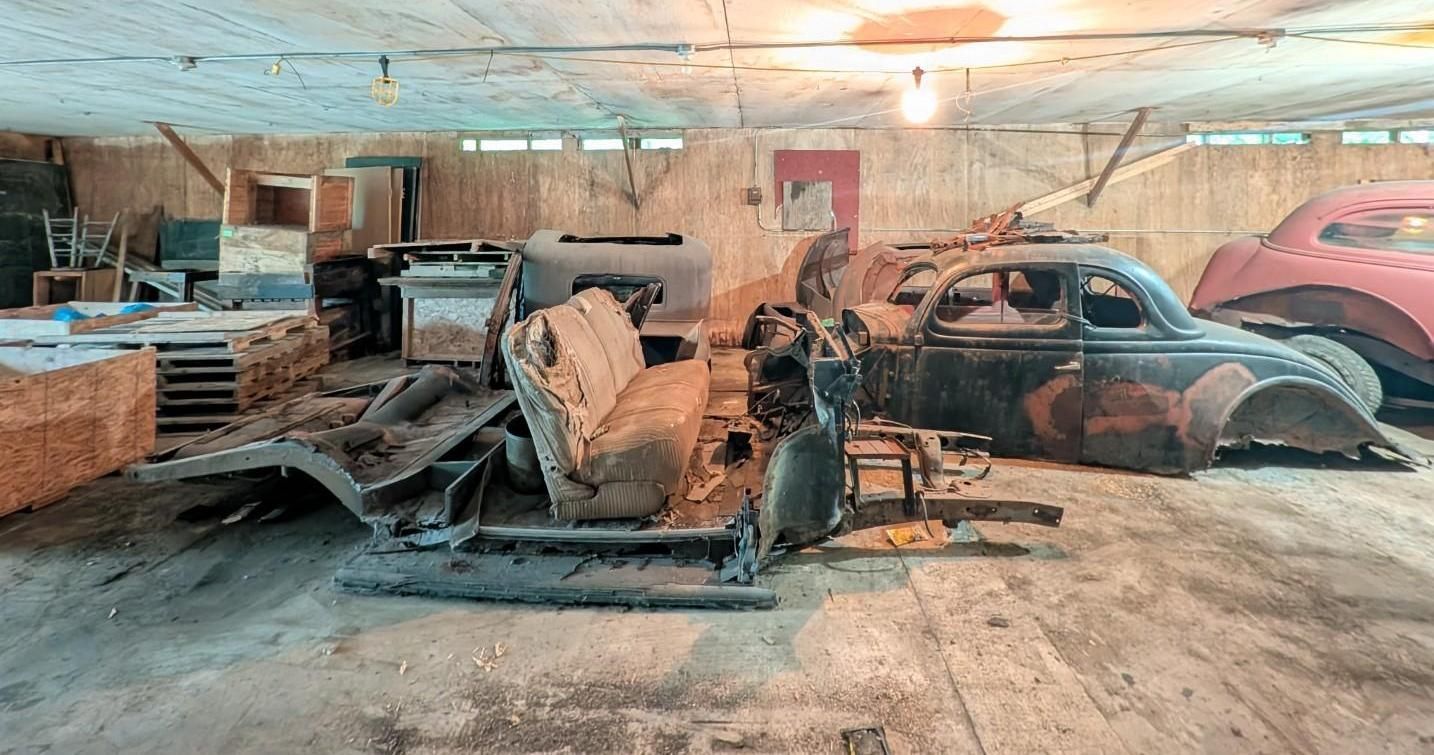 cars parts inside a garage
