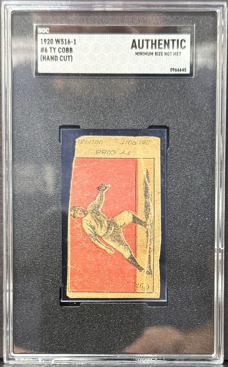 Graded vintage sports card with red background and a leaping athlete, in an AUTHENTIC slab.