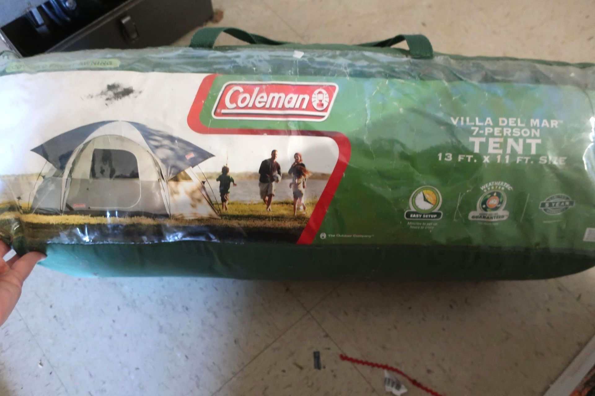 Coleman Villa Del Mar 7-person tent in a green carrying case.