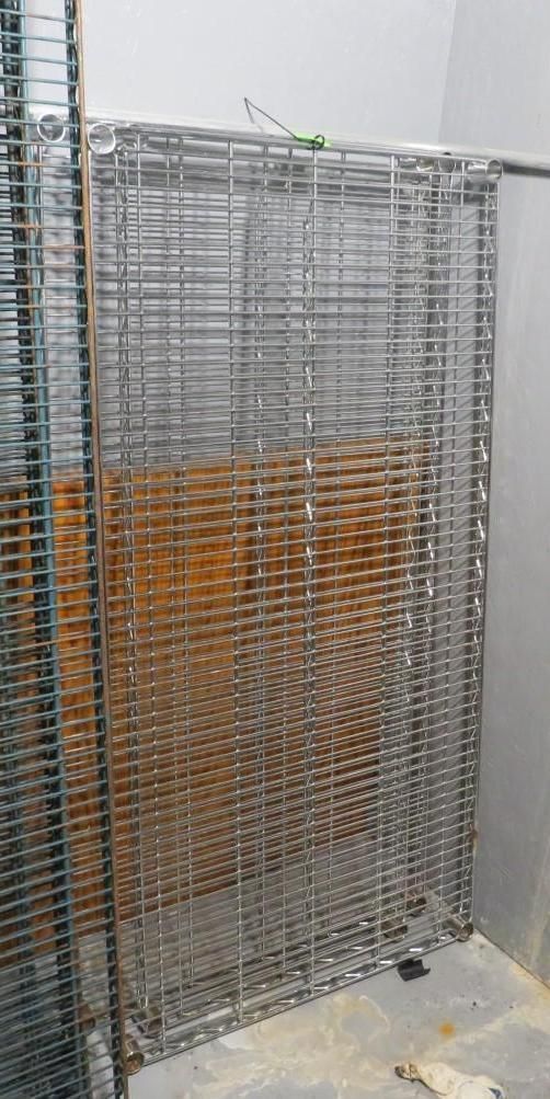 Metal mesh panels for shelves.