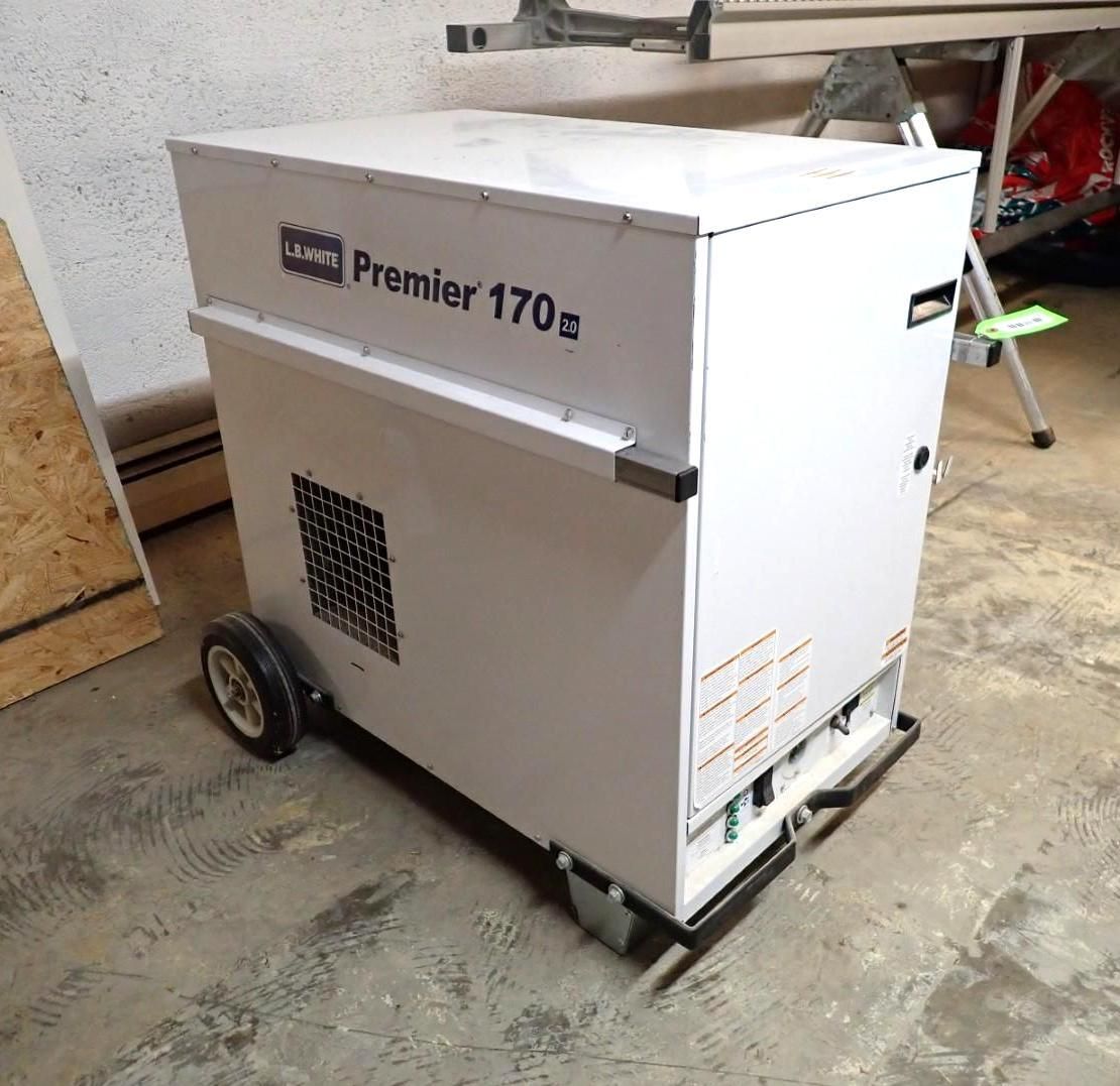 White Premier 170e dehumidifier with wheels in a workshop.