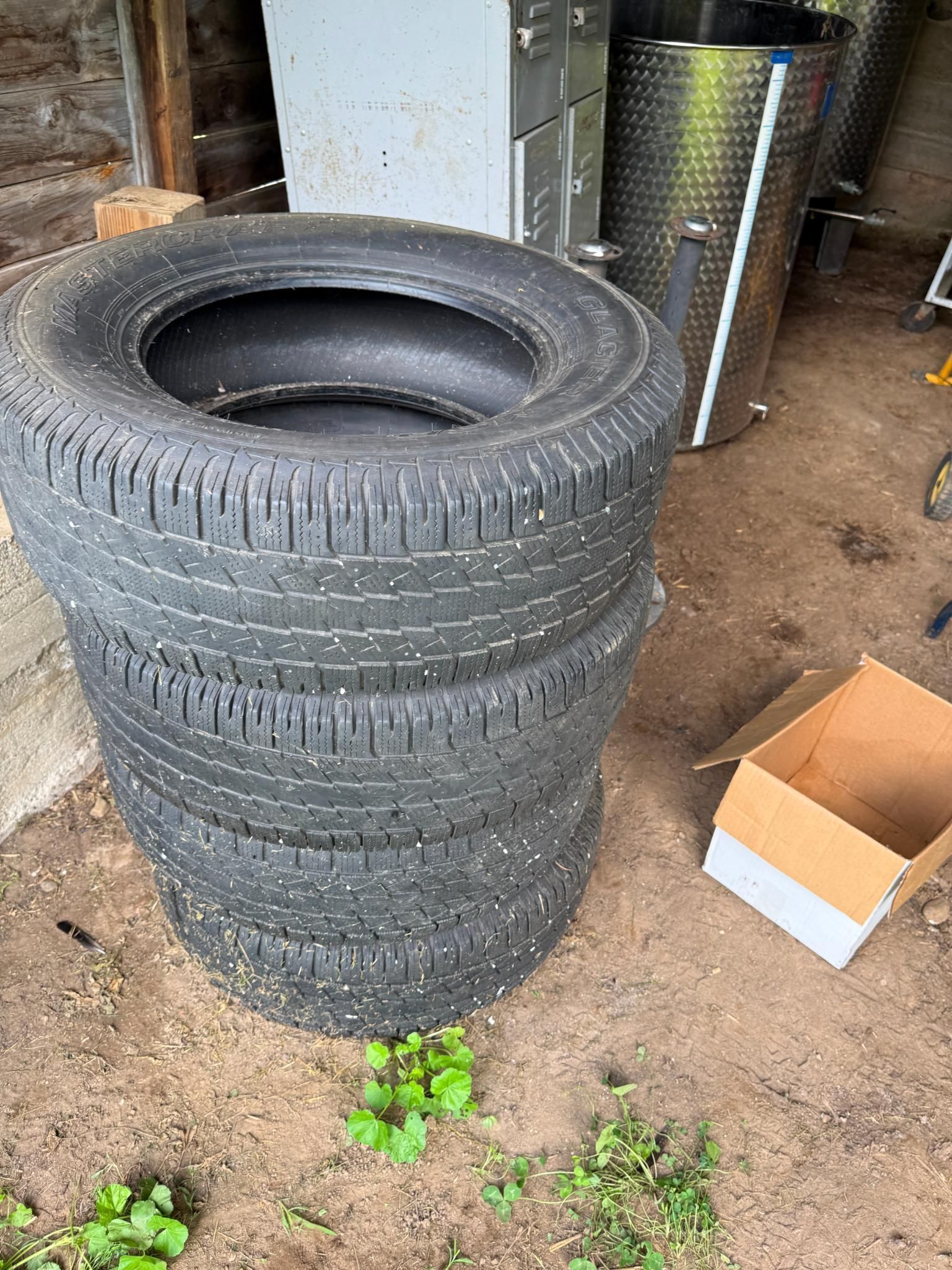 Stack of four tires.