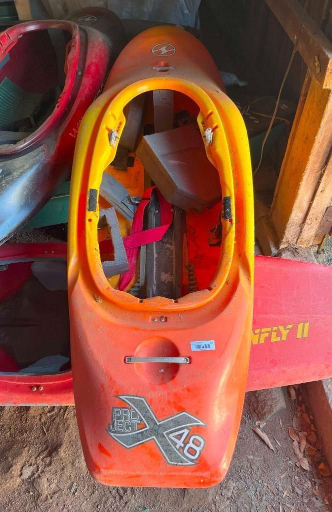 Orange kayak with 