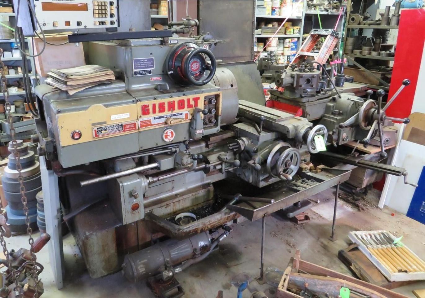 Industrial machinery, a lathe.