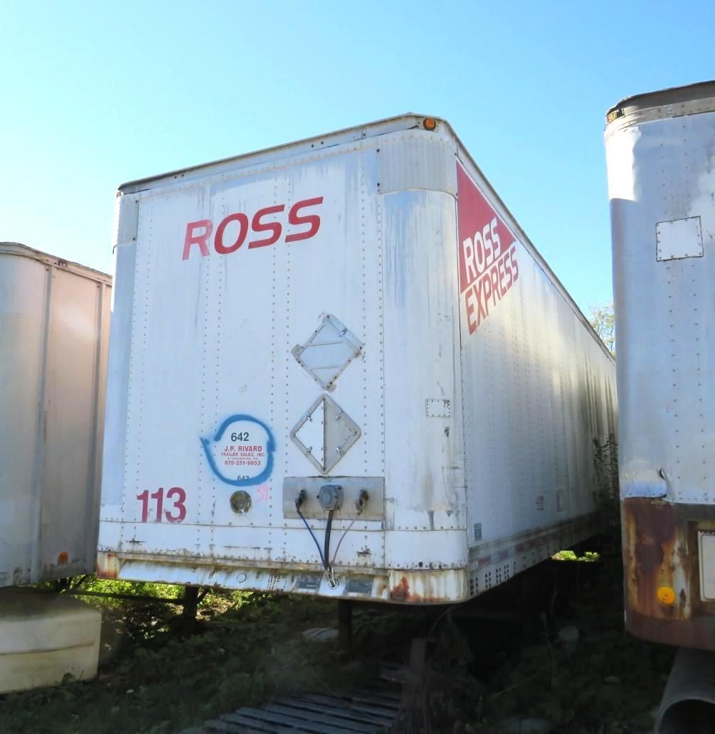 White Ross Express trailer, number 113, outdoors.