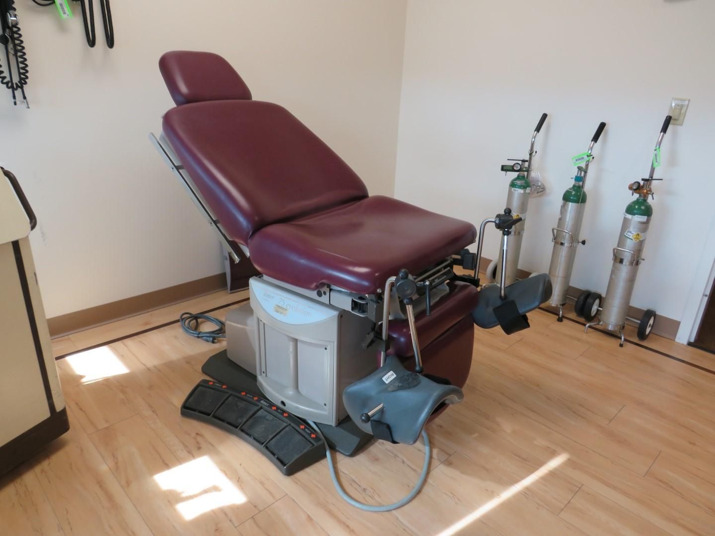 Examination table in a medical office.