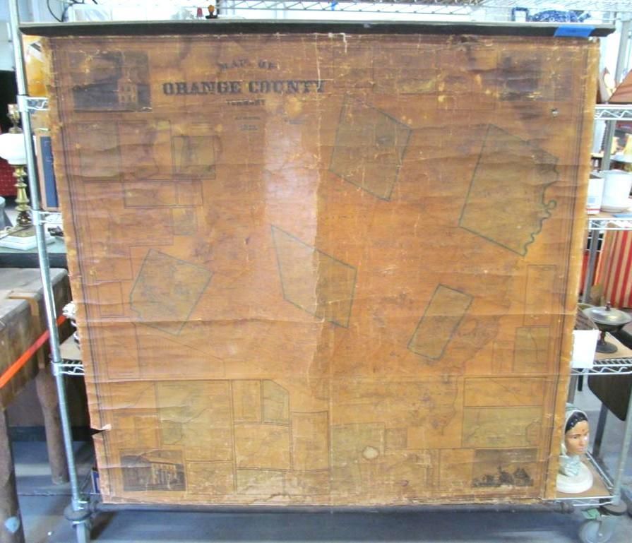 Map of Orange County, likely historical, with faded brown paper and cartographic details.