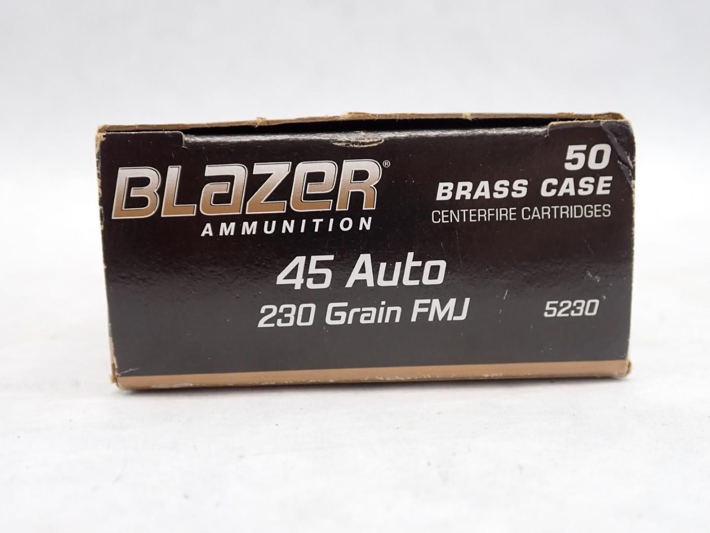 Box of Blazer Ammunition, .45 Auto, 230 grain FMJ, with