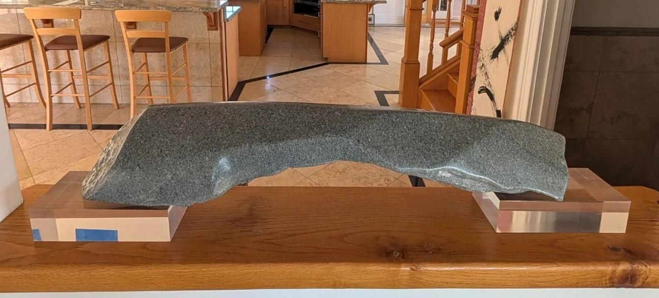 Gray speckled granite sculpture