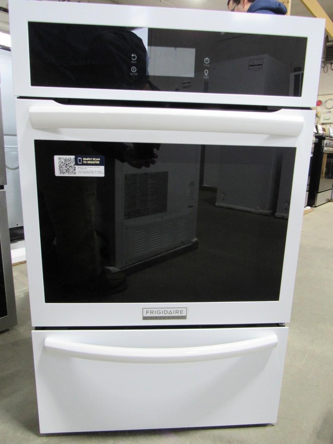 White KitchenAid built-in oven, featuring a microwave on top, and a lower drawer.