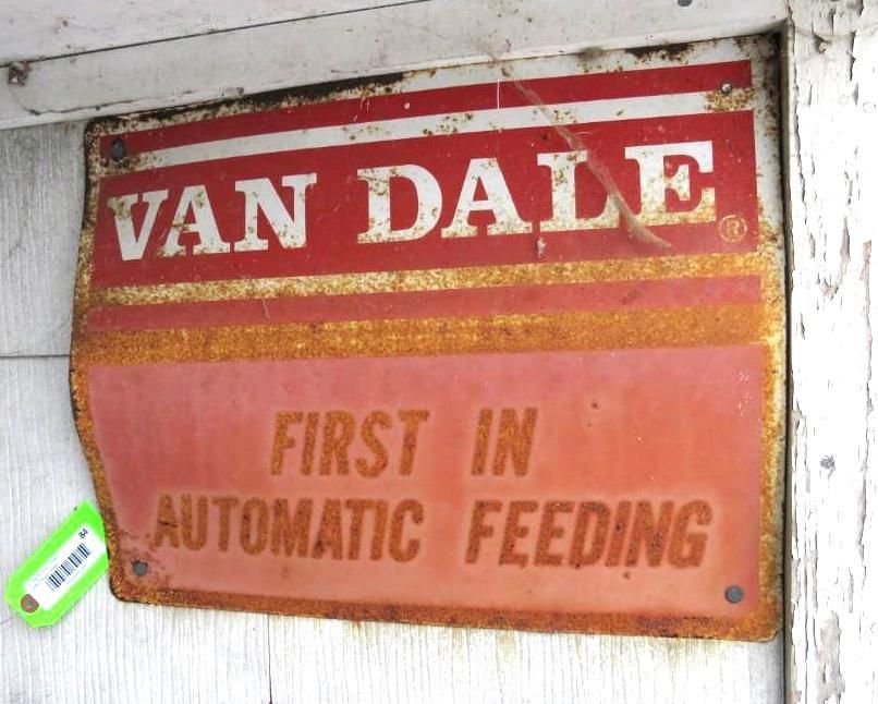 Antique Van Dale sign advertising automatic feeding.