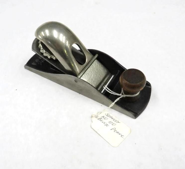 Block plane, metal and wood, with label 