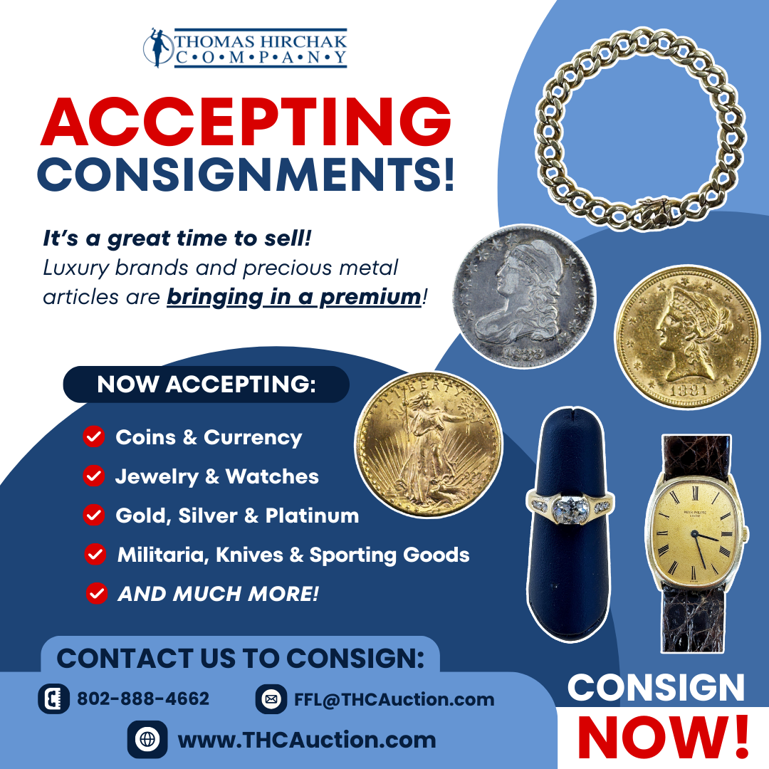 Consignments wanted for coins, jewelry, precious metals, and collectibles.
