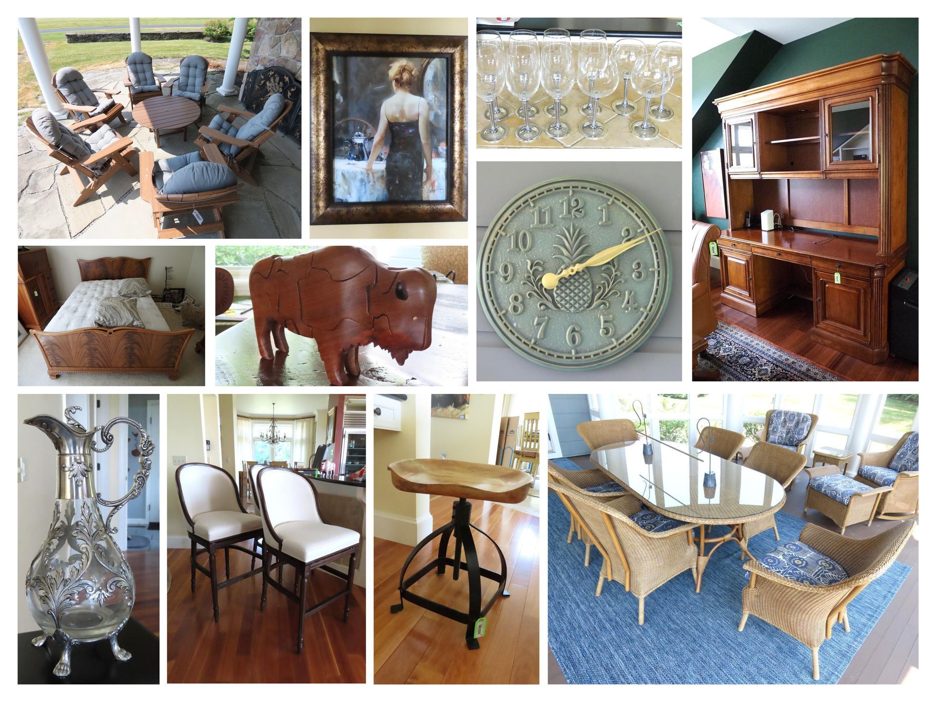 Various furniture and decorative items arranged together.