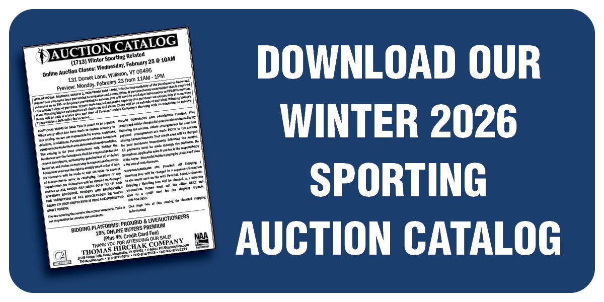 Download our Winter 2026 Sporting Auction Catalog, with a catalog image.