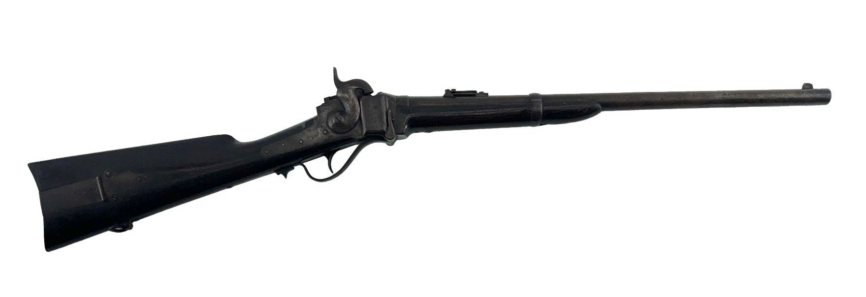 A black long rifle against a white background.