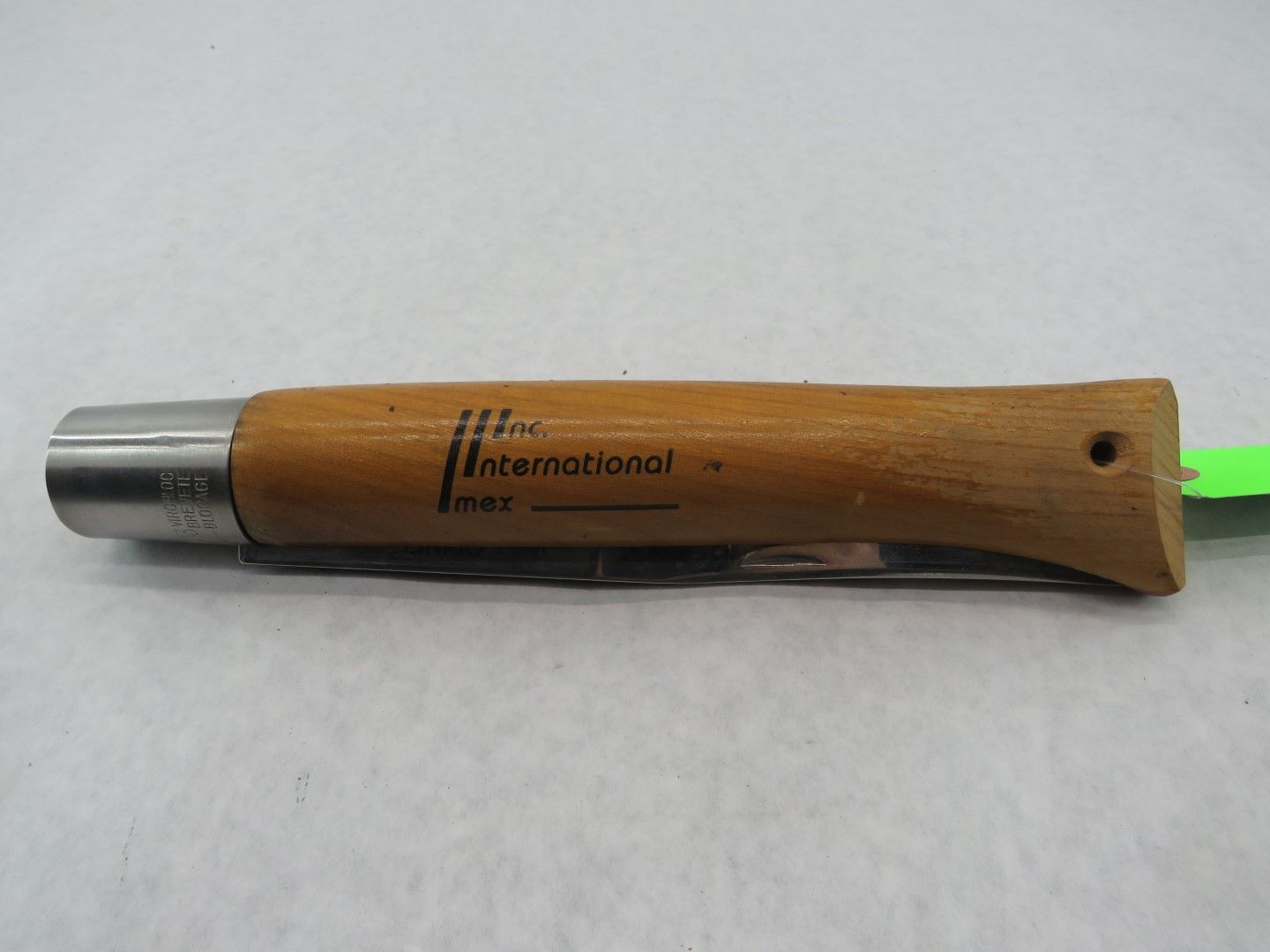 Pocket knife with wooden handle, stainless steel blade and bolster, 
