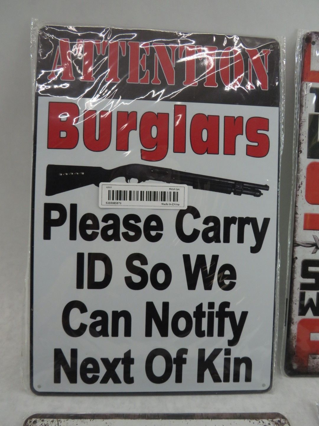 Metal sign: 